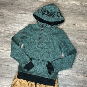 Fox Riding Thick Asymmetrical Hoodie 1/2 Zip Kangaroo